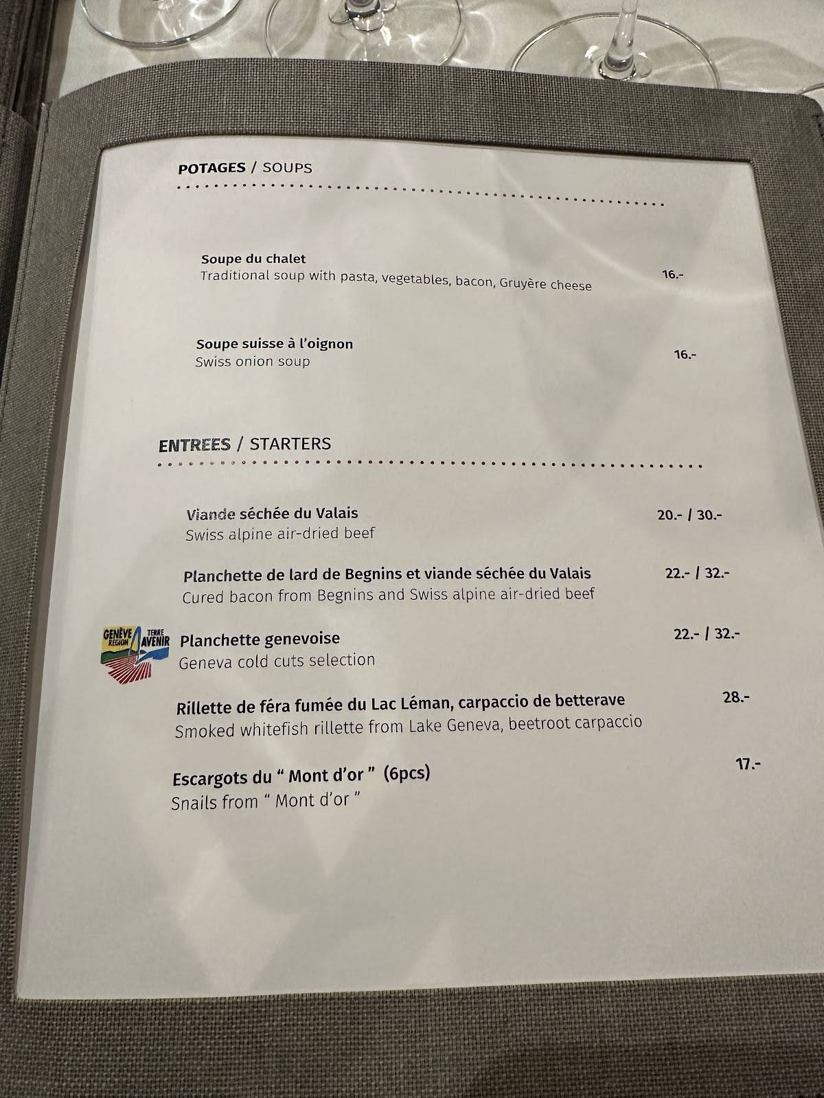 Menu di Restaurant Les Armures 