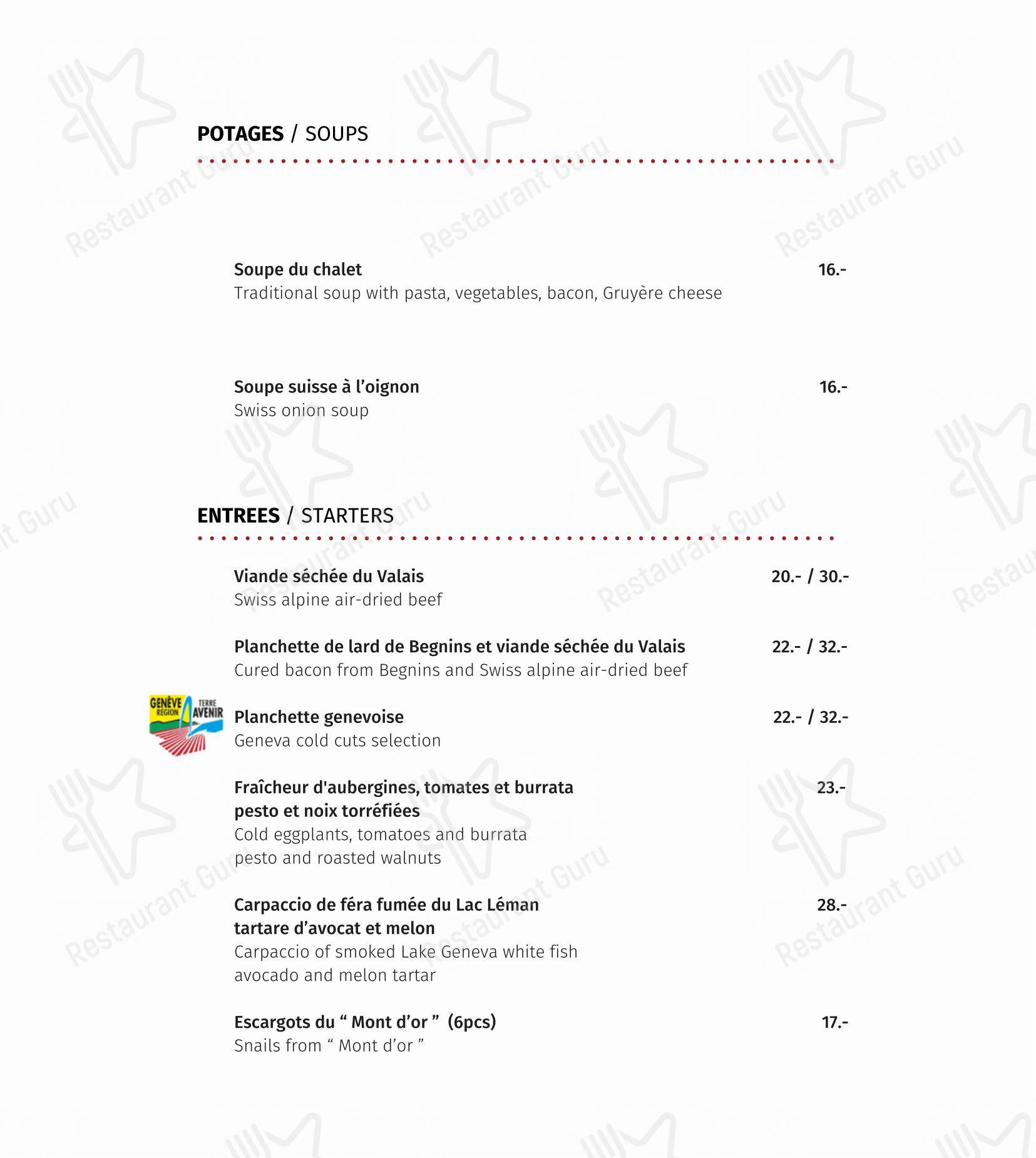 Restaurant Les Armures in Ginevra - 菜单