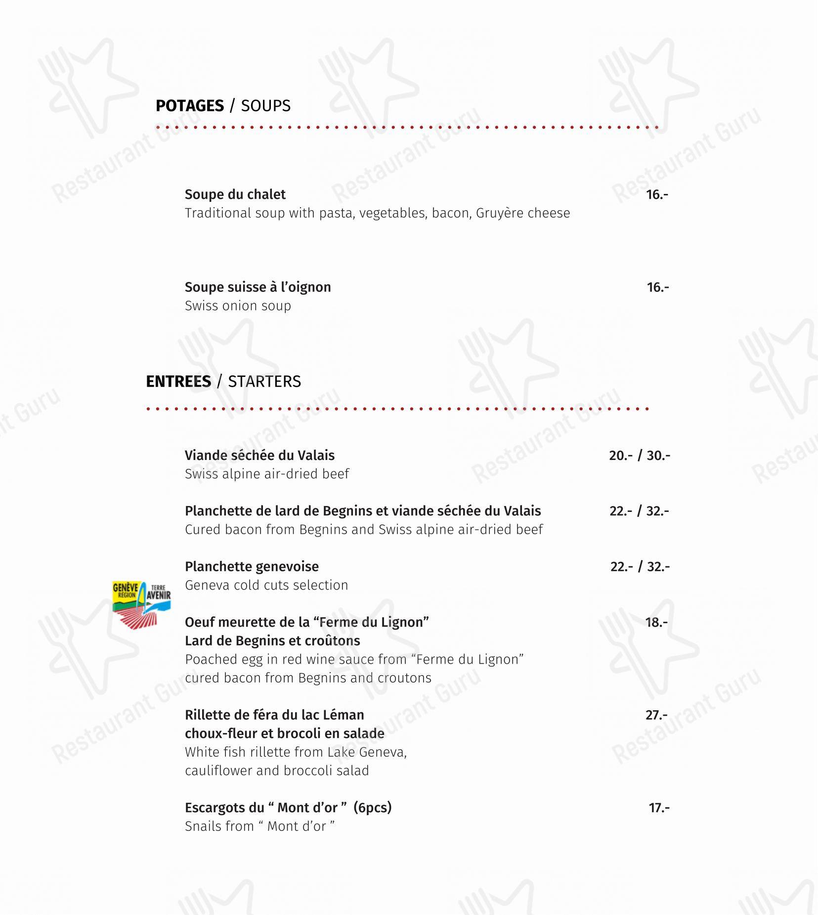 Menu di Restaurant Les Armures - Menu