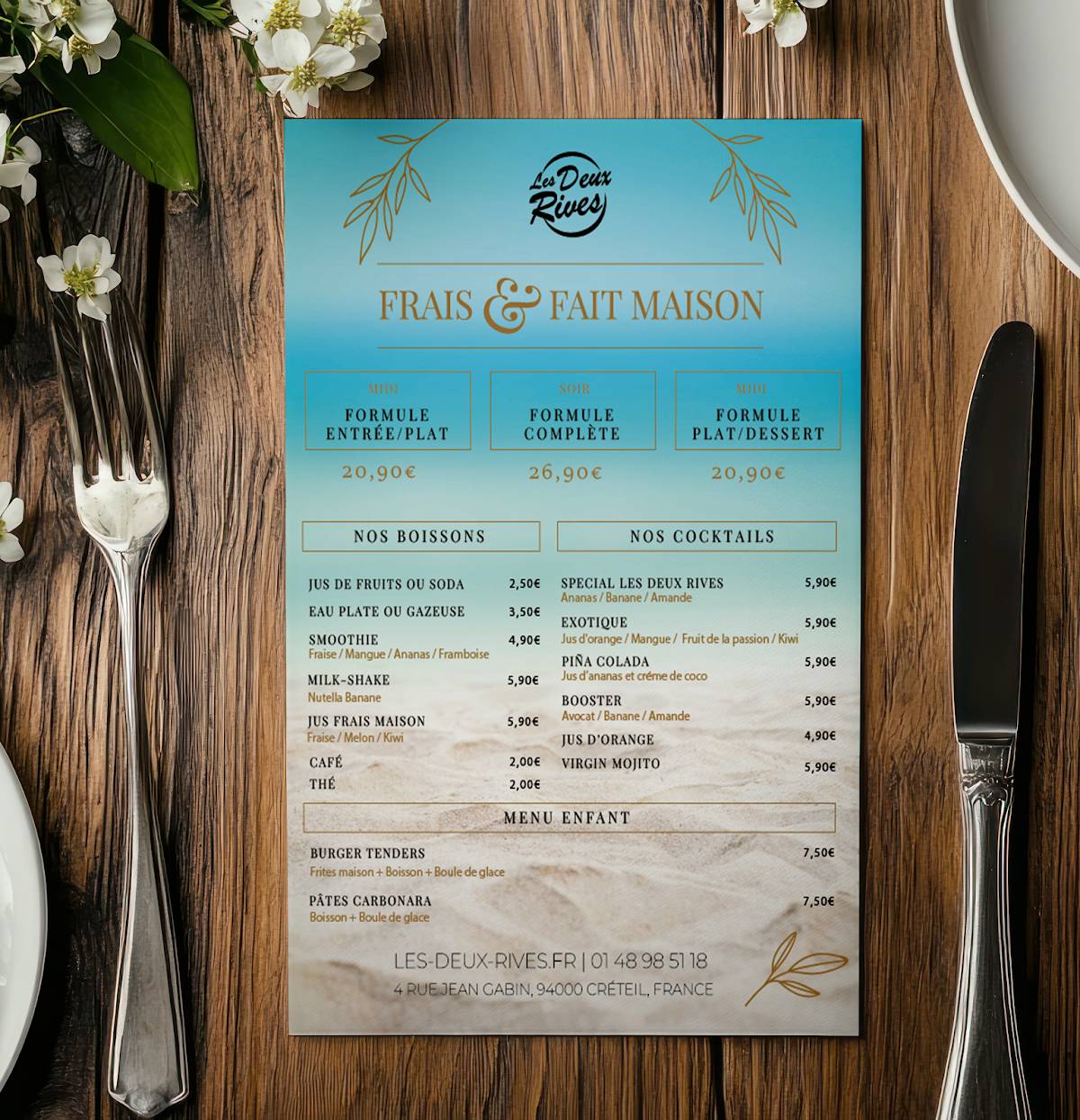 Menu de Les Deux Rives