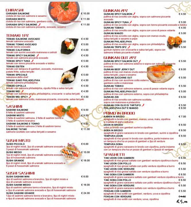 Menu di Lojer Sushi 