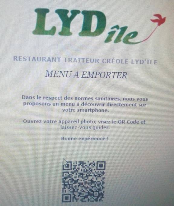 Menu de Restaurant Lyd'île