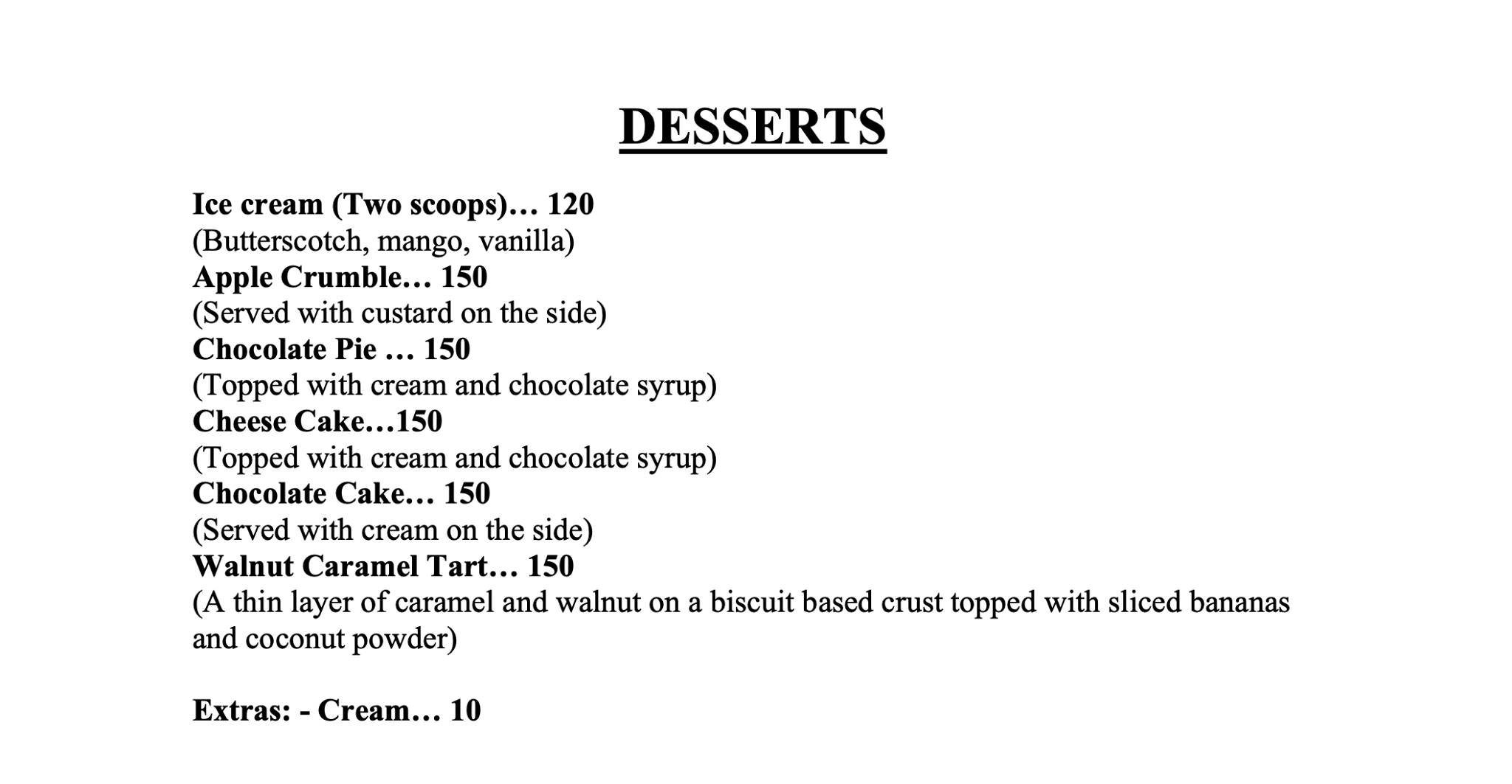 MVT Guest House & Restaurant menu