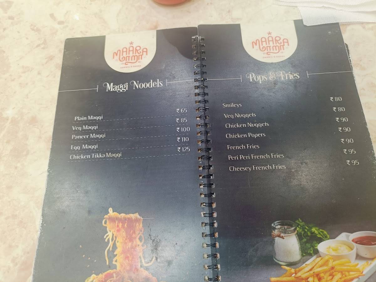 Maara Bakes and Sweets menu