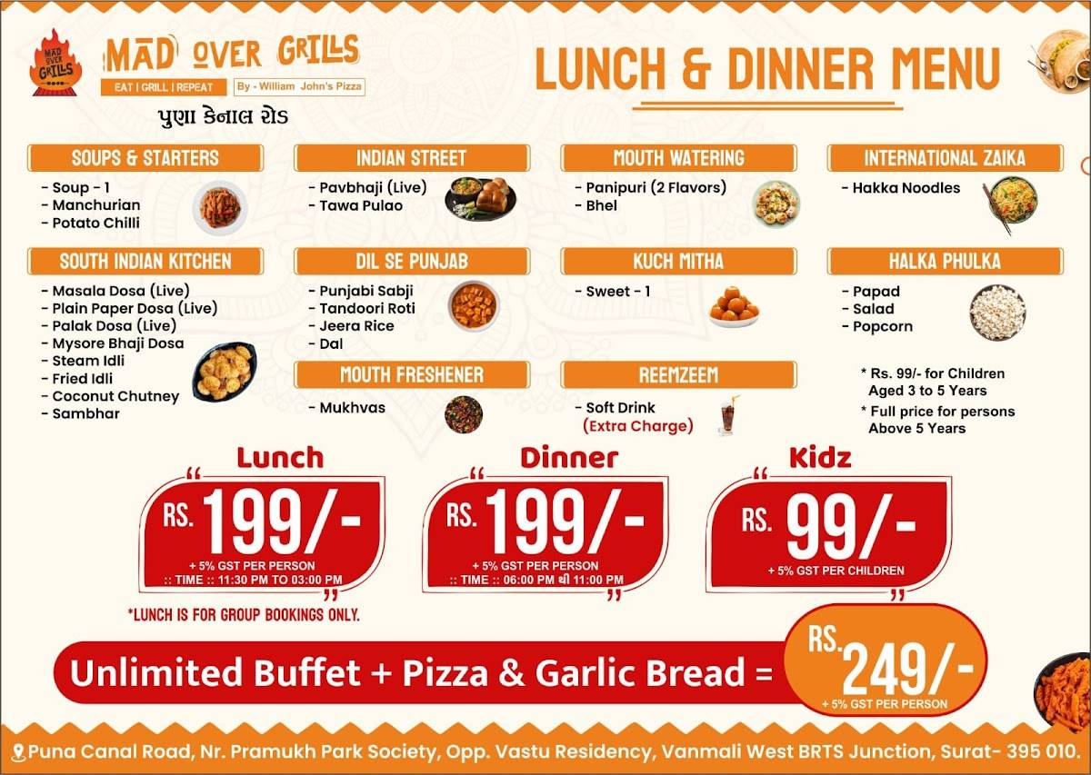 Mad Over Grills (Restaurant & Banquet) menu