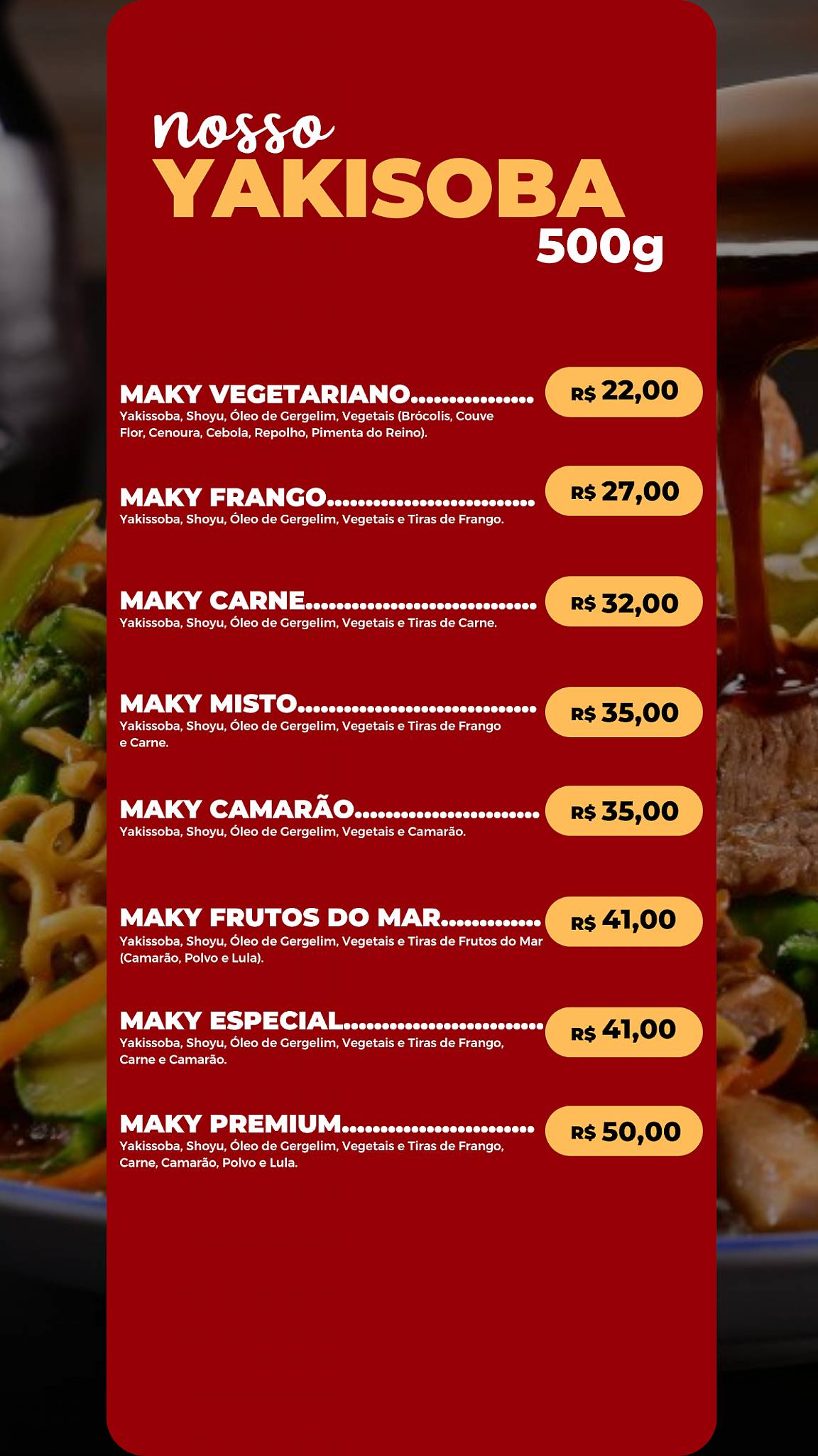 MakySoba cardápio