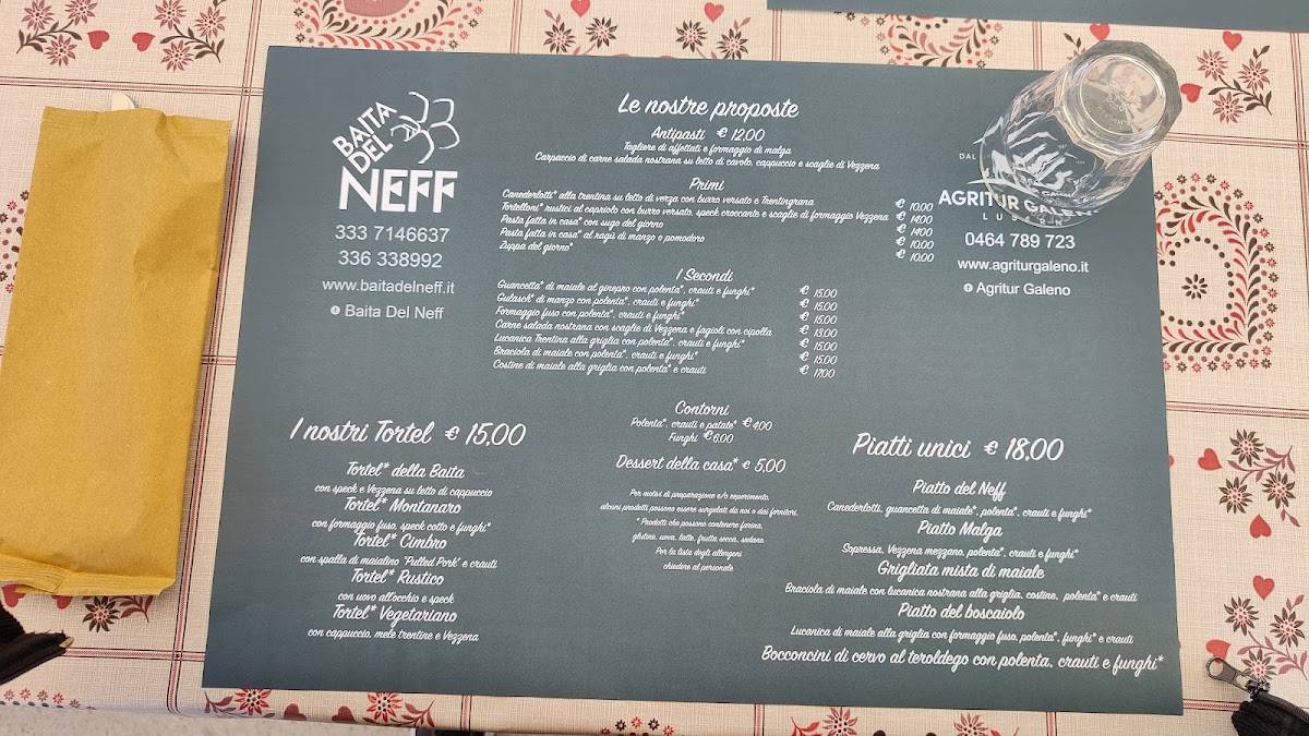 Menu di Baita del Neff 