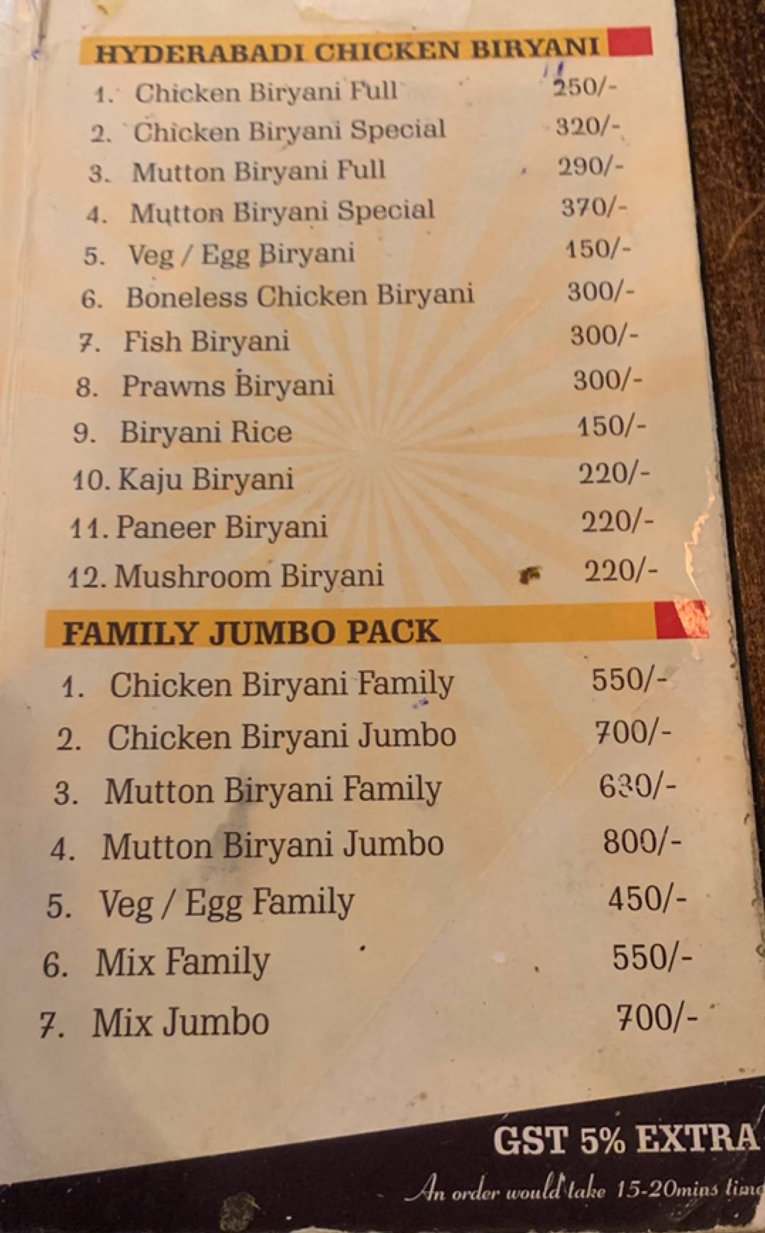 Mehfil Restaurant menu