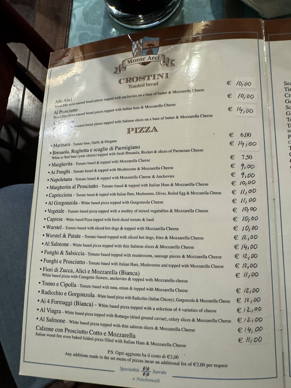 Menu di Monte Arci 