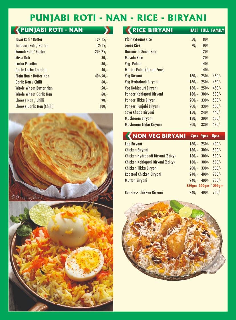 Mr. Singh's menu