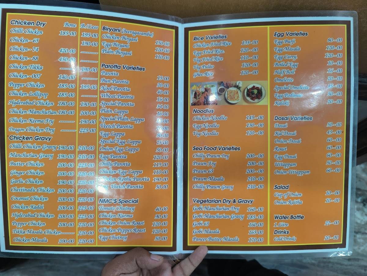 New Moorthy Cafe menu