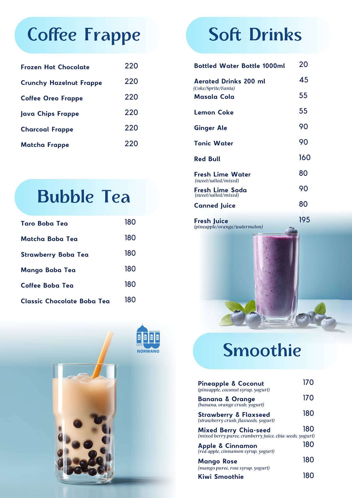 Norwang Cafe & Restaurant menu