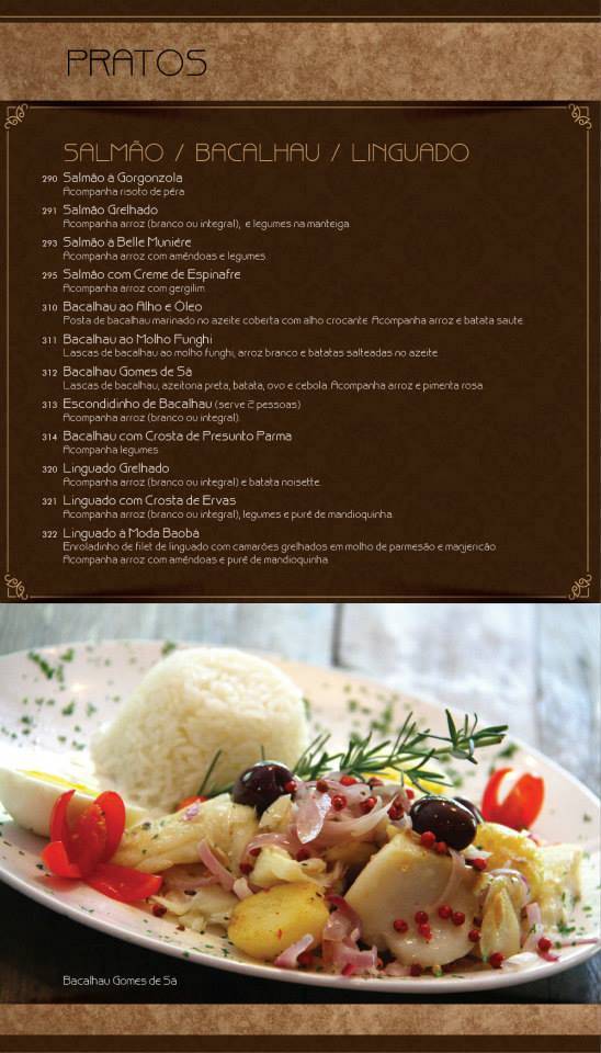 Nyã Baoba cardápio