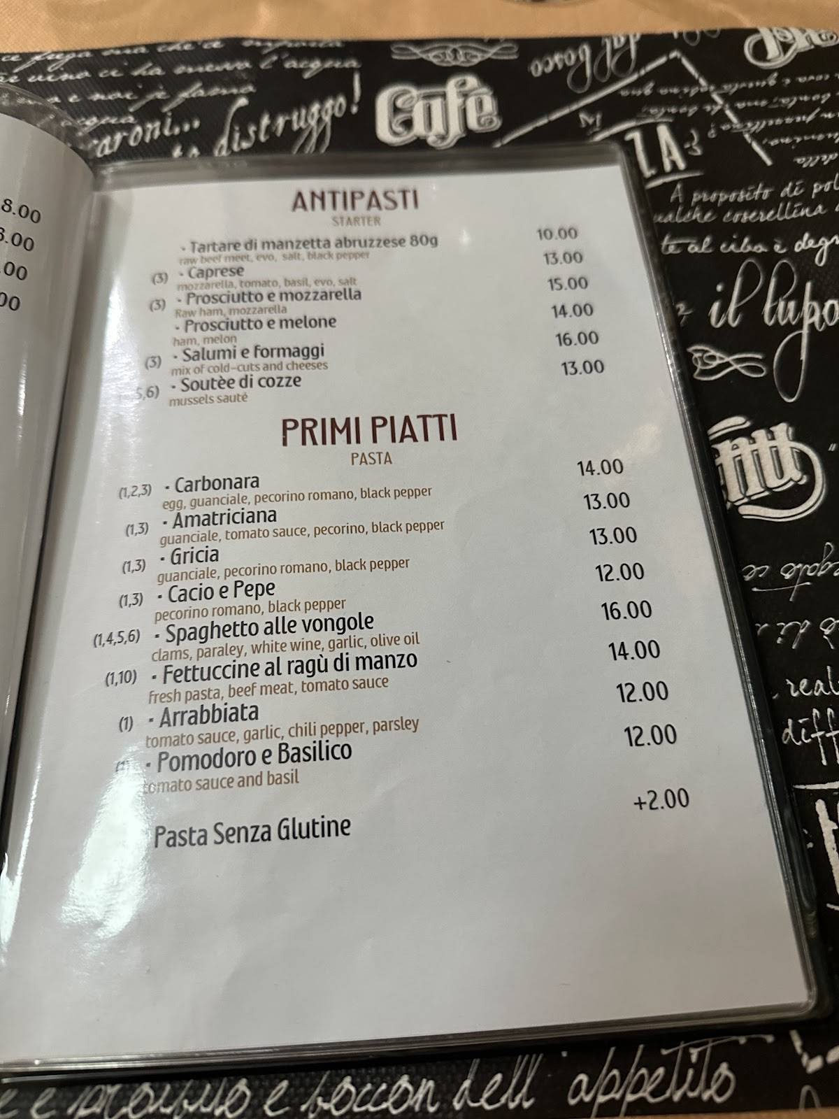 Menu di Osteria da Luciano 