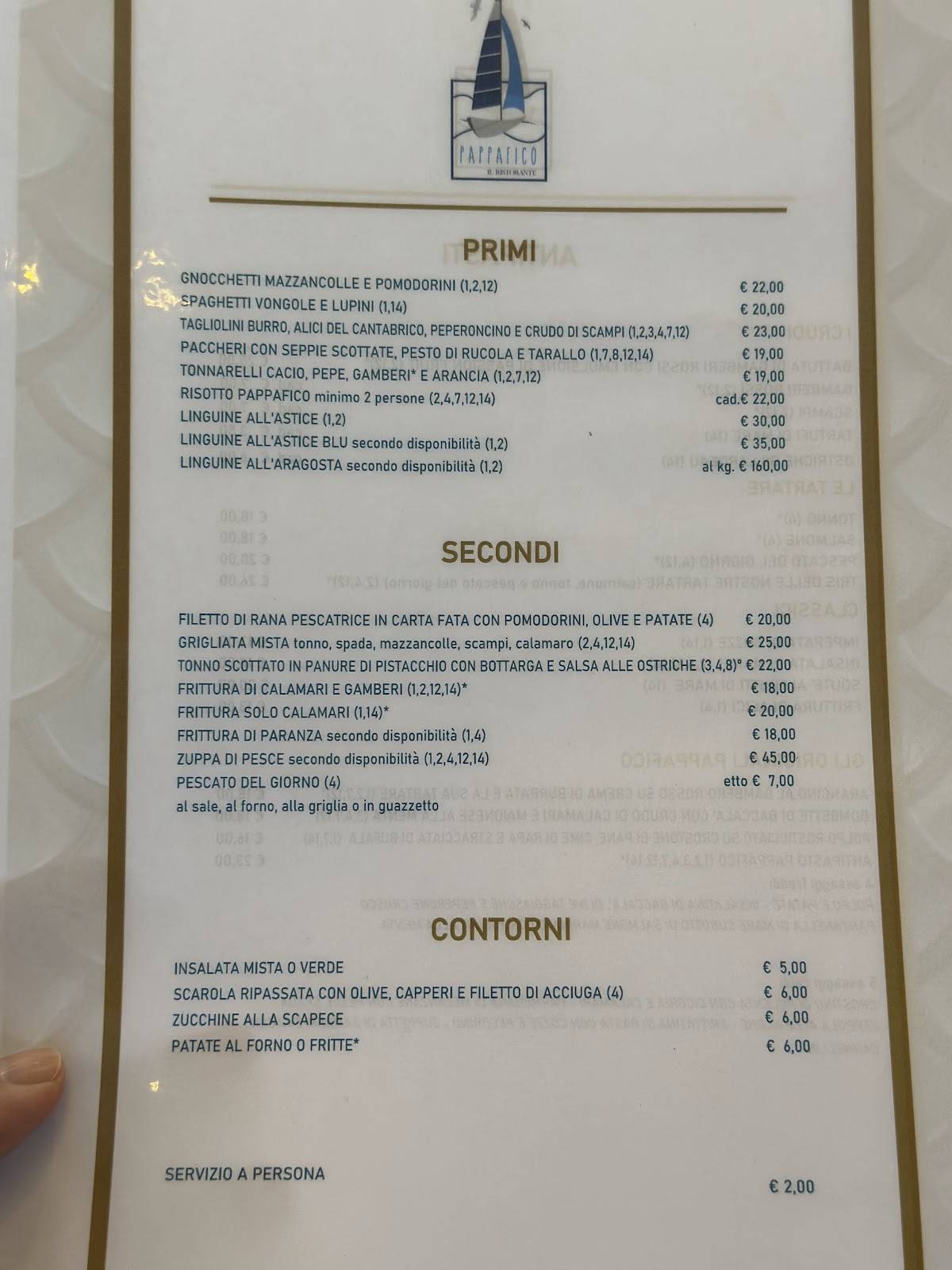 Menu di Pappafico Il Ristorante 
