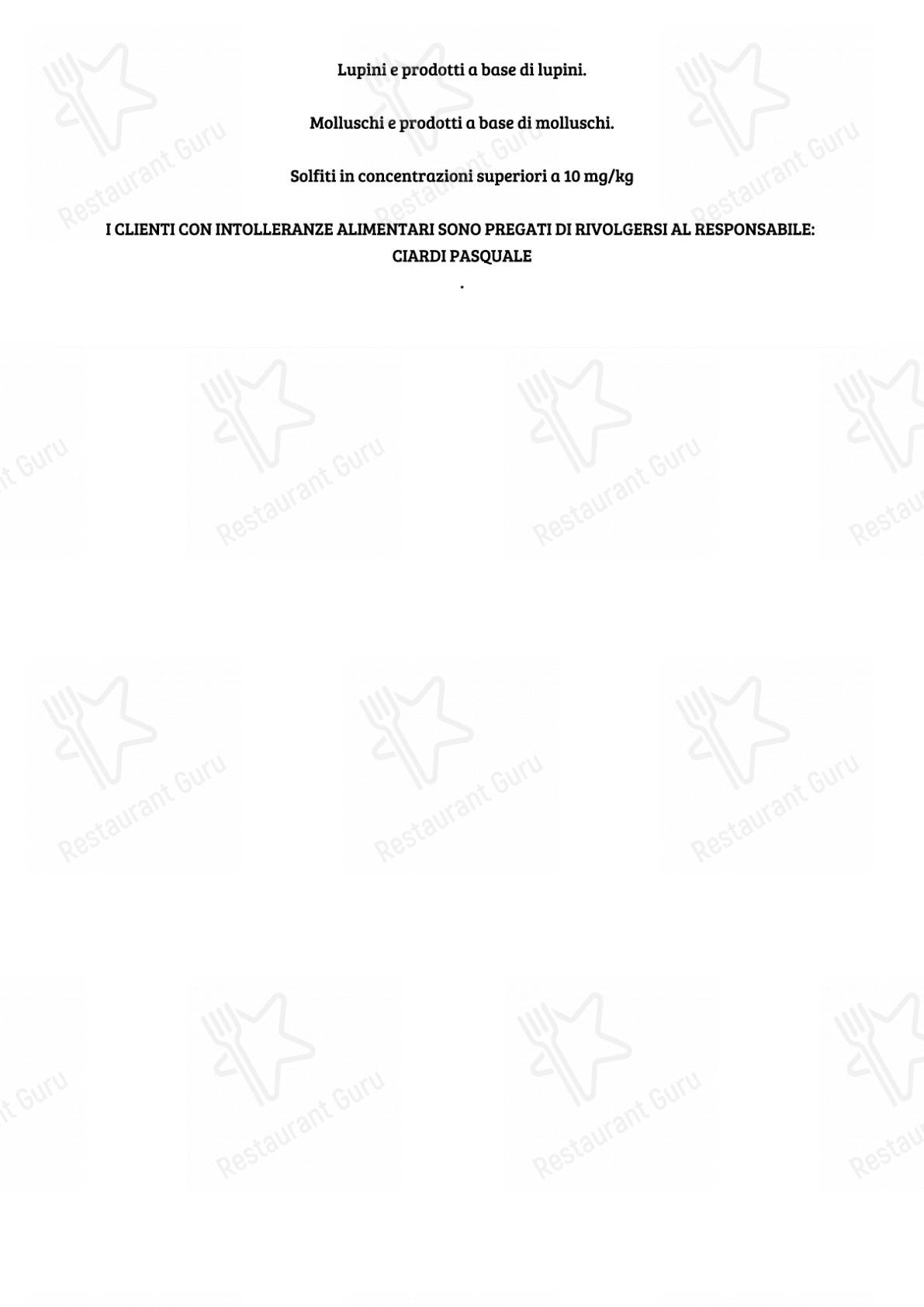 Menu di PIZZERIA UNICA REVOLUTION SRLS - pasti e bevande