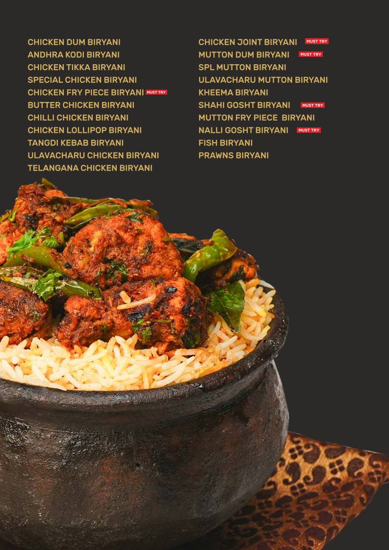 Pakka Local, Kondapur menu