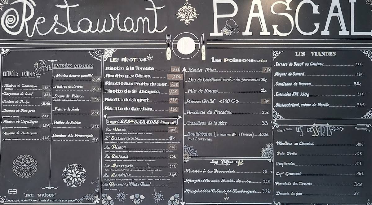 Menu de Restaurant Pascal