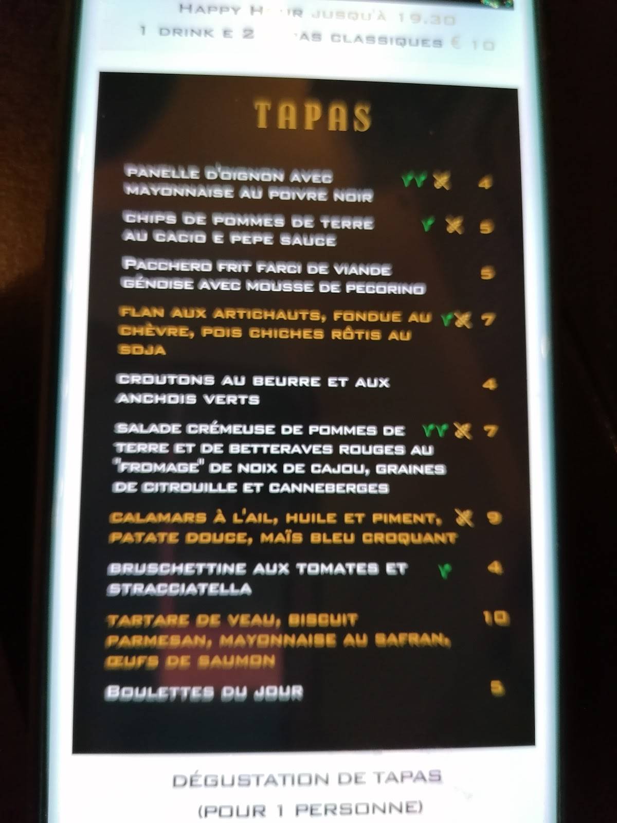 Menu di Past-à-Porter 