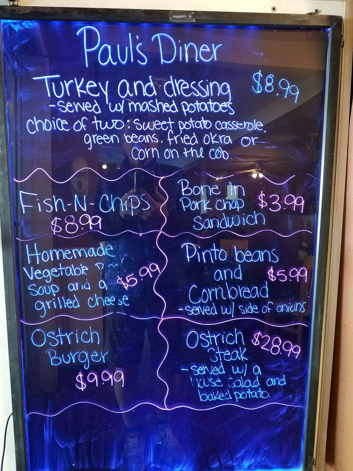 Menu at Paul's Family Restaurant, Cherokee