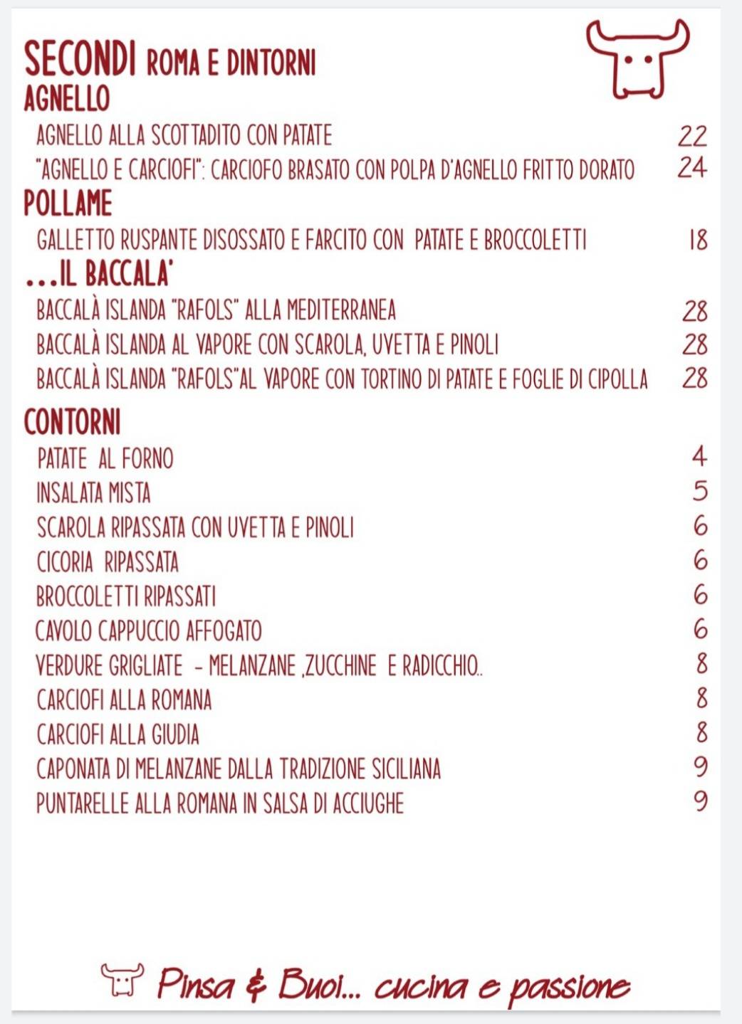 Menu di Pinsa e buoi dei...Parioli 