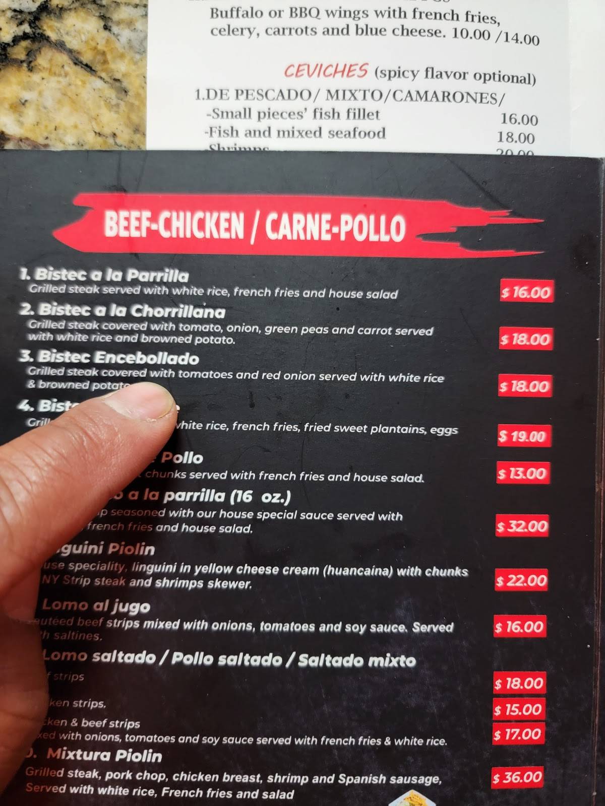 Menu at Piolin Restaurant, Hartford, 417 New Britain Ave
