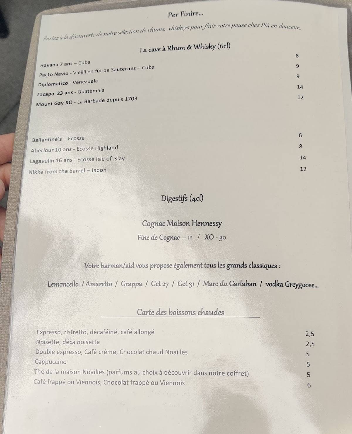 Menu de Più Aubagne Alta Rocca