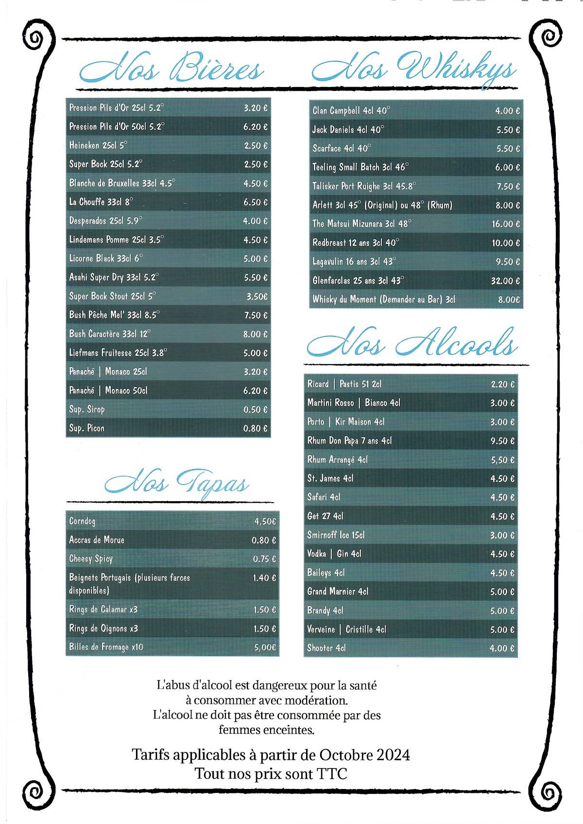Menu de Pizz-à-ri