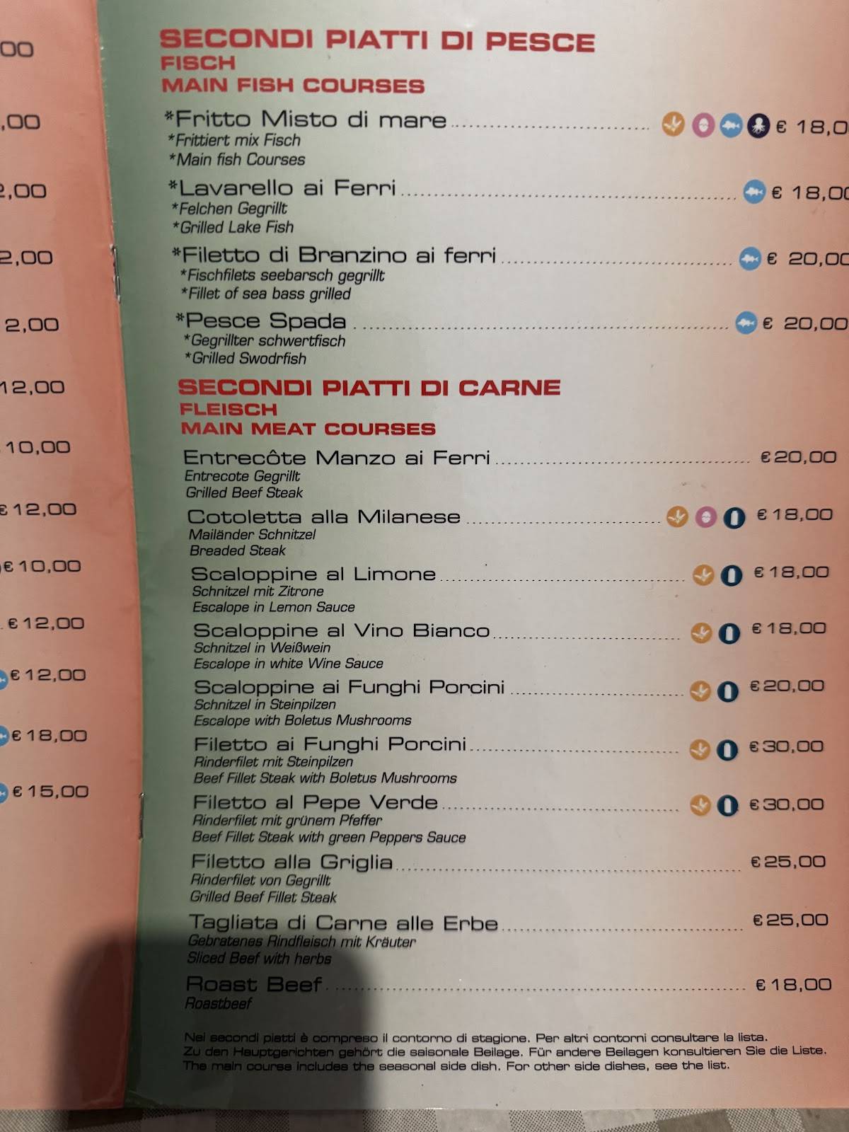 Menu di Pizzeria Arcobaleno Domaso 