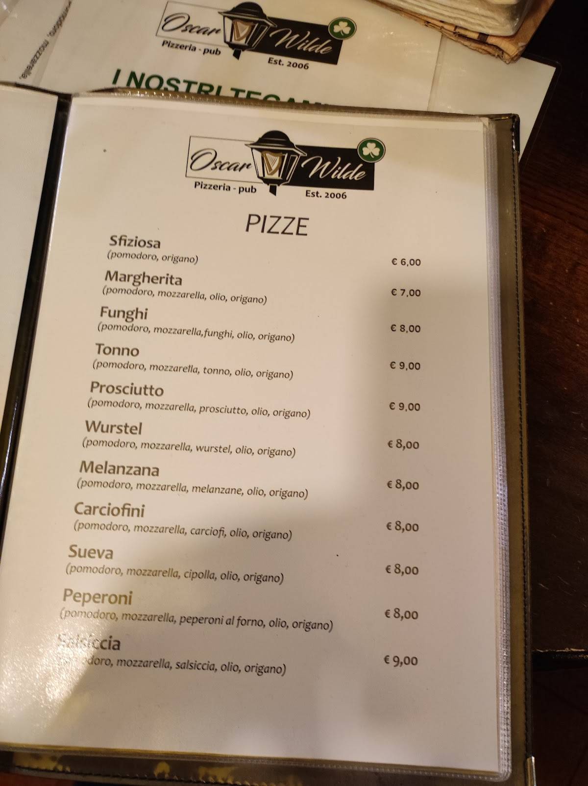 Menu di Oscar Wilde 