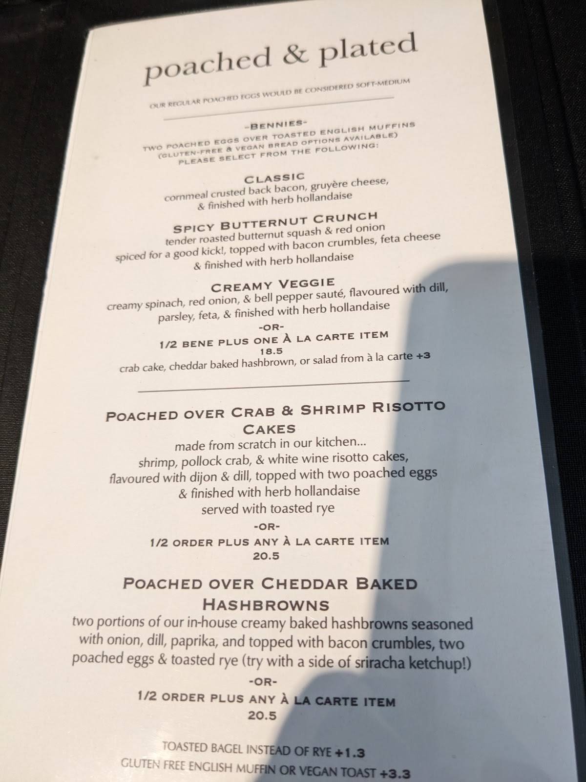 Menu de Poached Breakfast Bistro