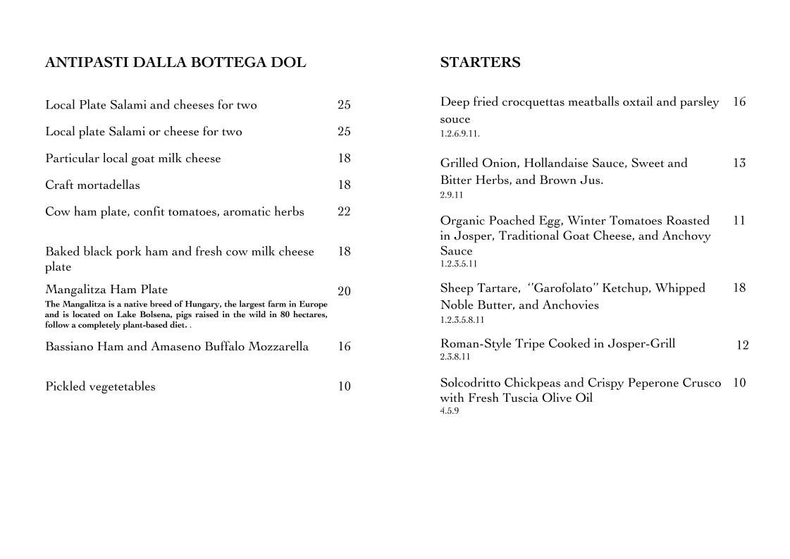 Menu di Proloco Trastevere 