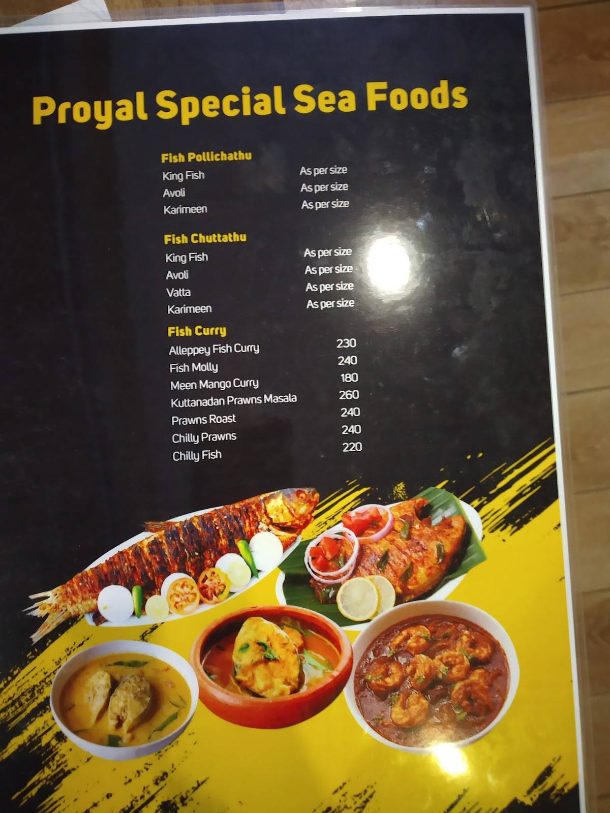 Proyal restaurant thrissur menu