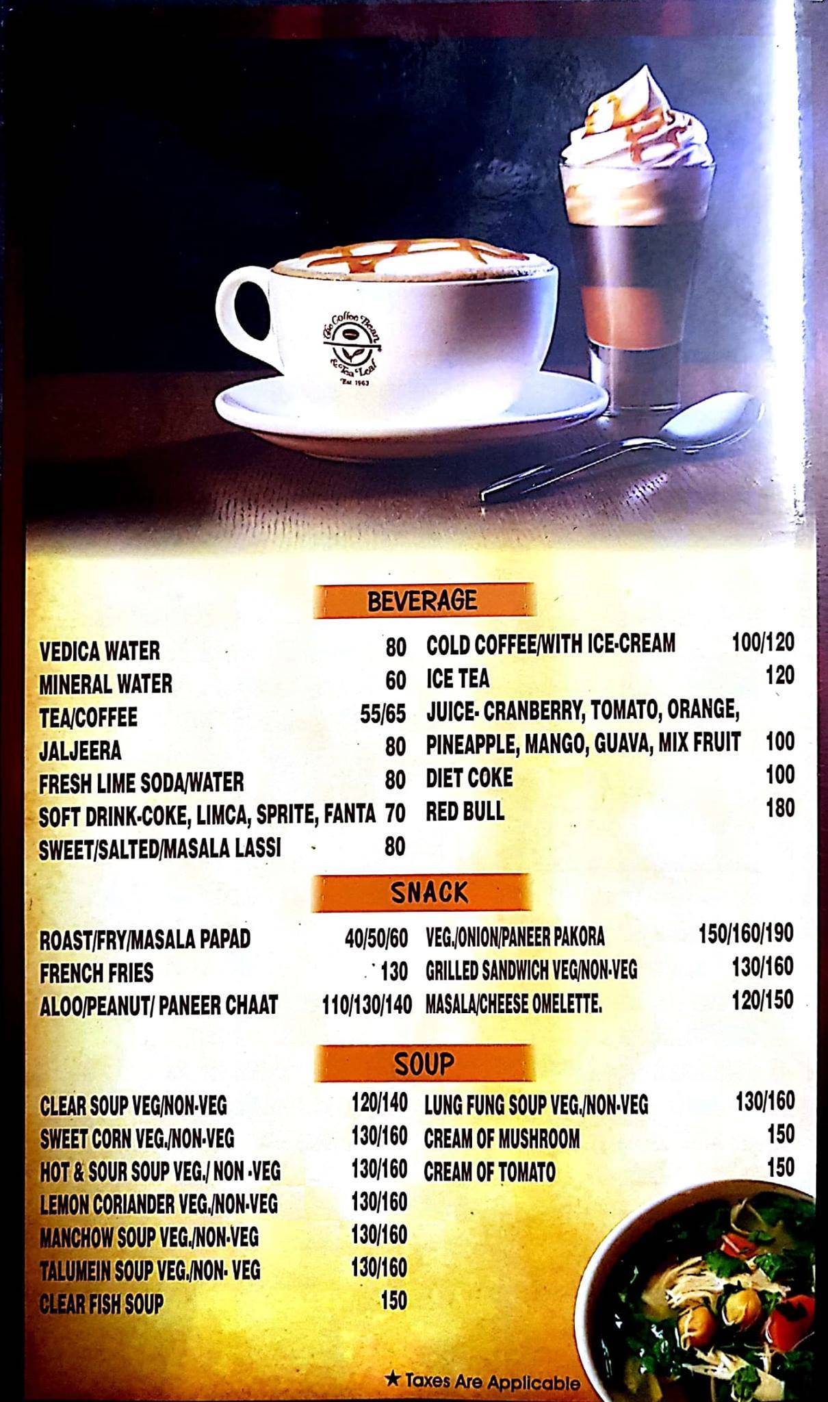 Qb Lounge menu