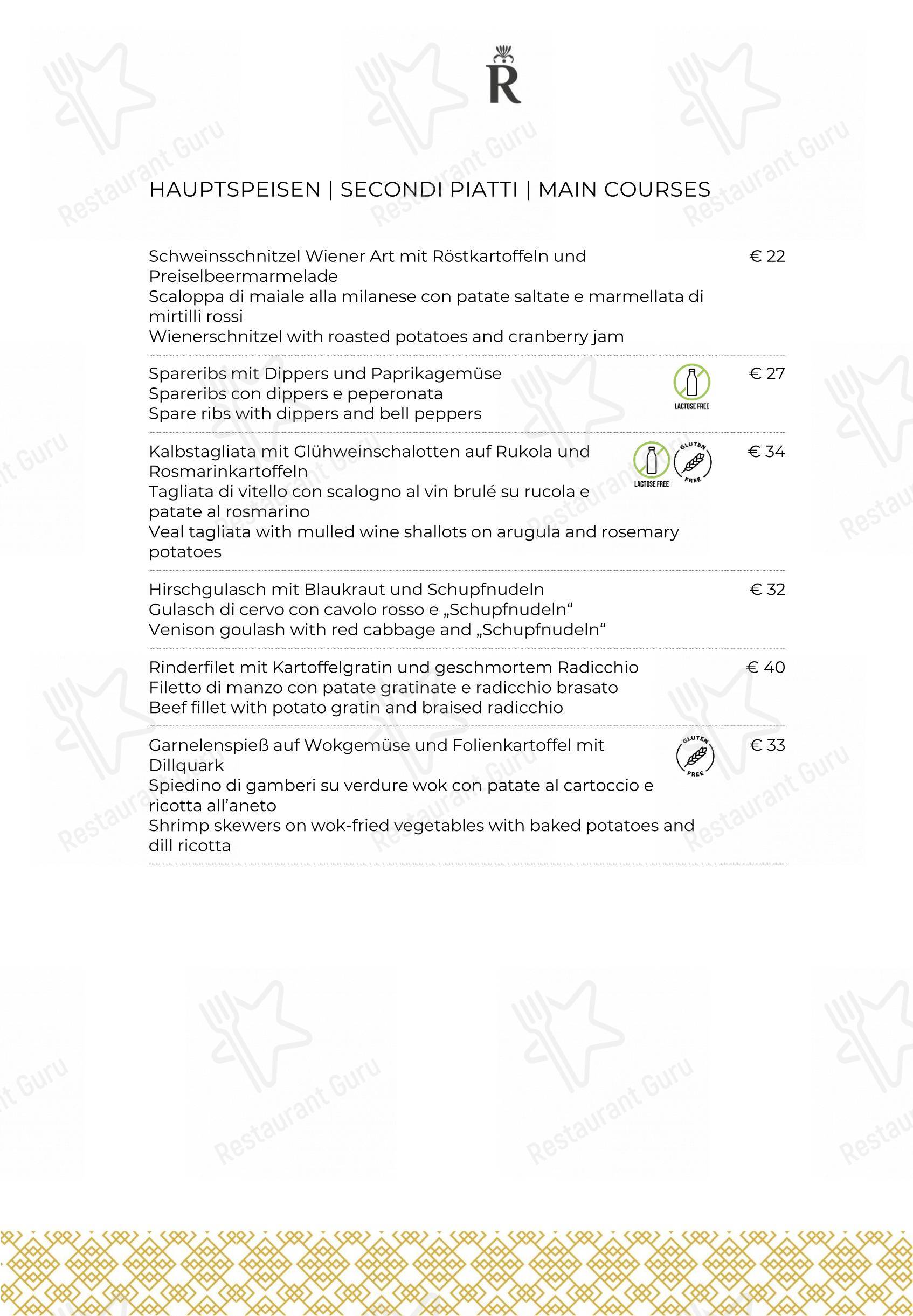 Menu per Ristorante Rischon in Brunico