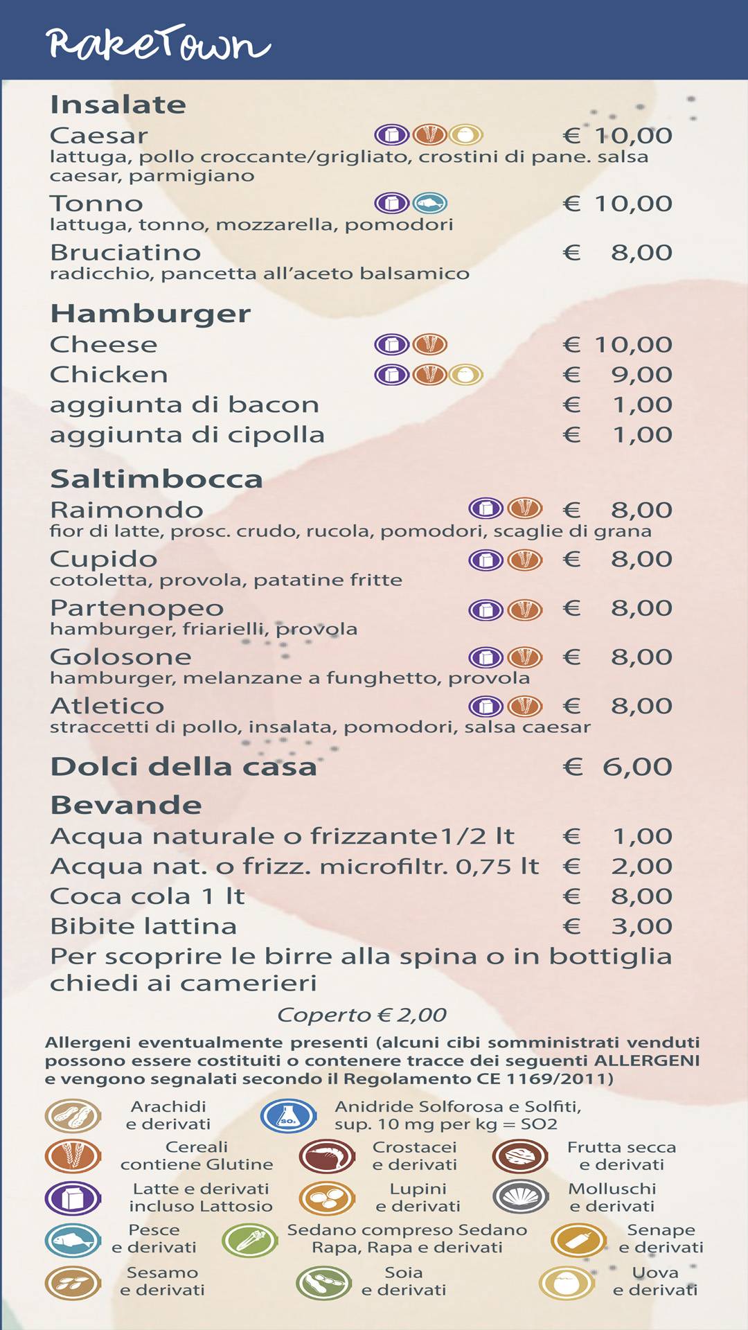 Menu di Raketown Pizza e Cucina 