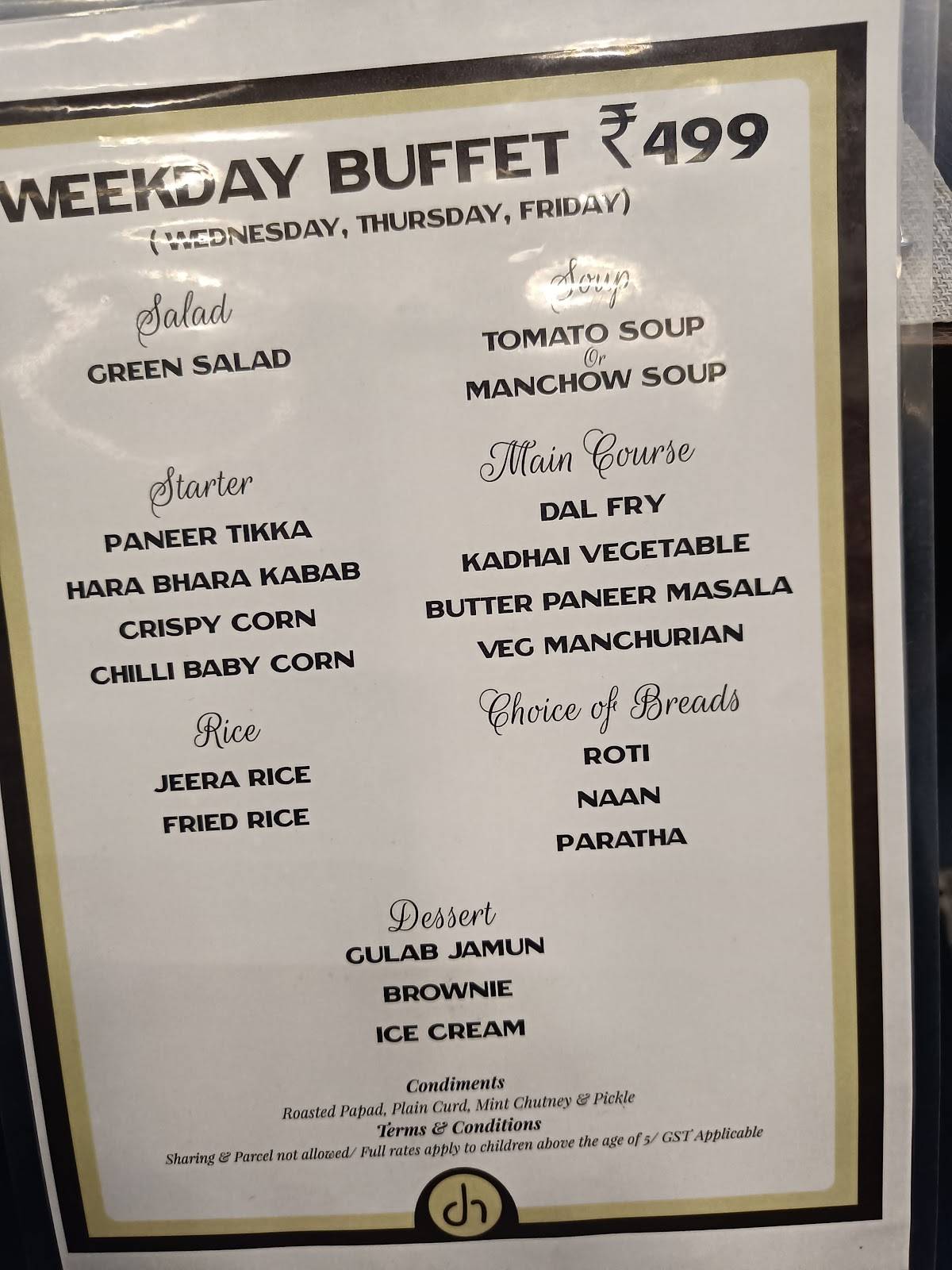 Ravi Mehra’s Delhi Hotel menu