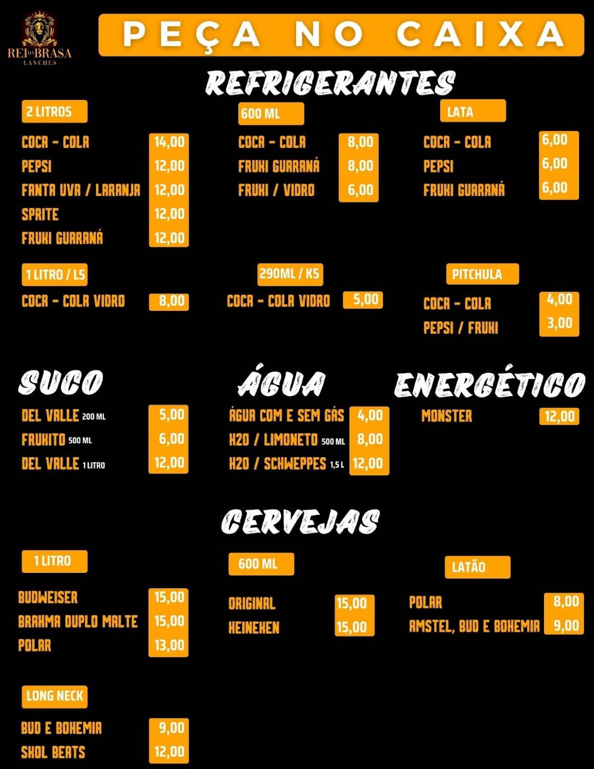 Rei da Brasa Lanches cardápio