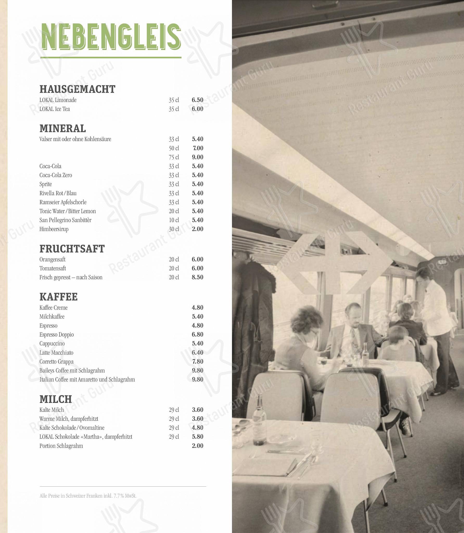 Brasserie LOK in San Gallo - Menu
