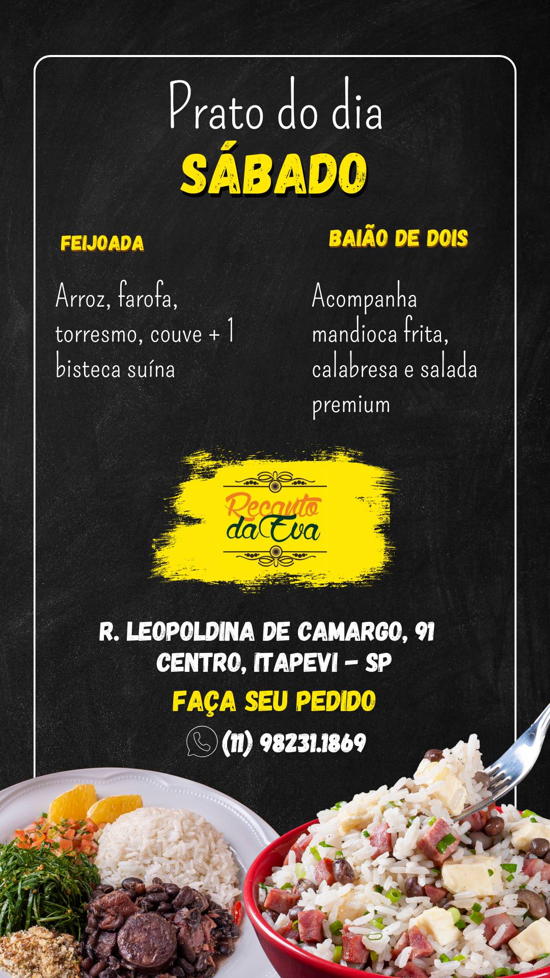 Restaurante Recanto da Eva cardápio