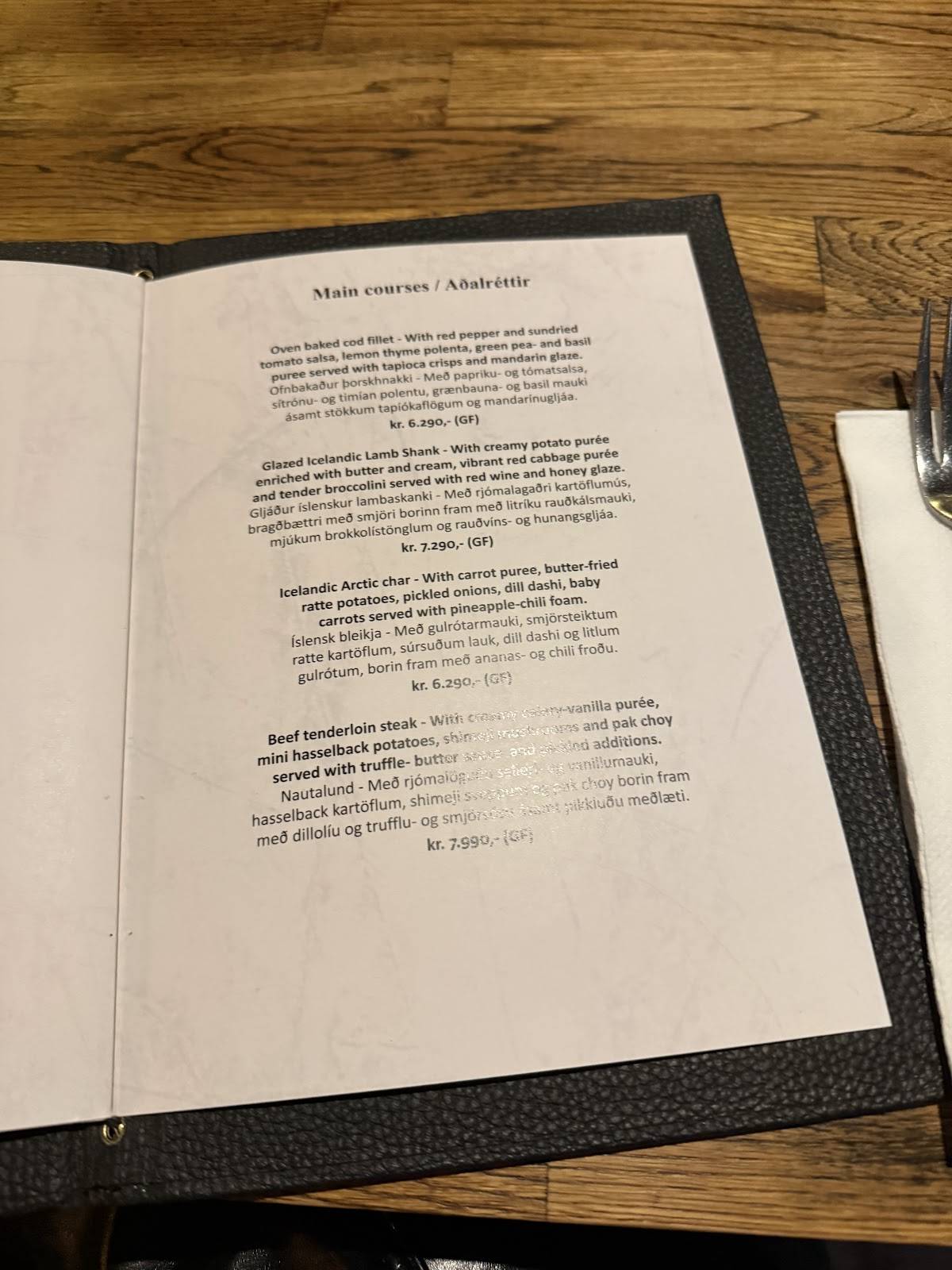 Menu de Reykjavík Kitchen