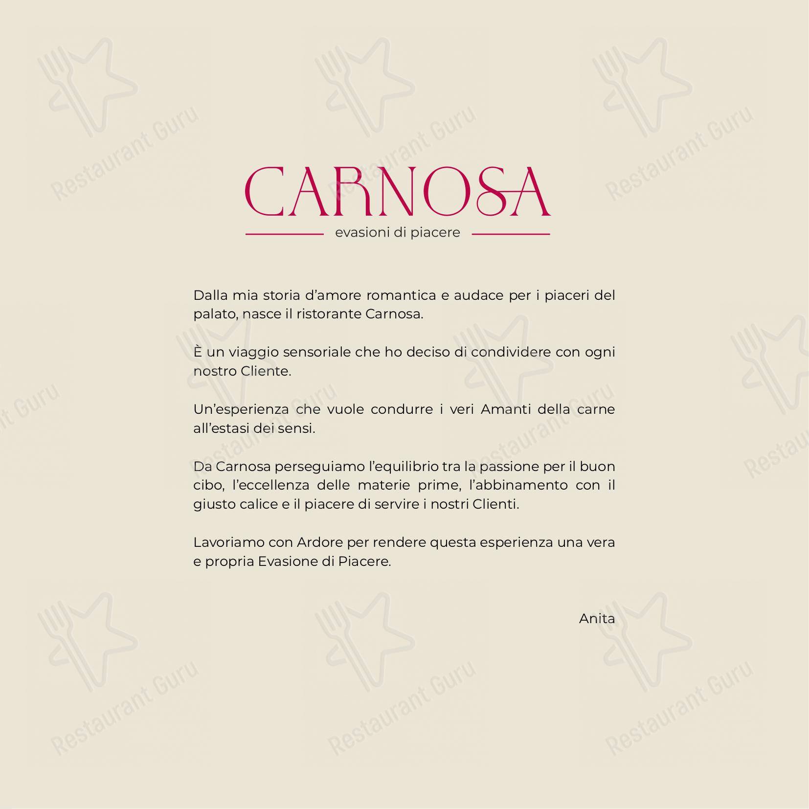 Menu di Ristorante Carnosa Roma Prati - Menu bar