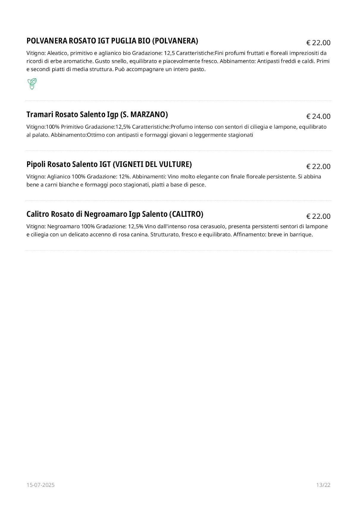 Menu di Fidelio 