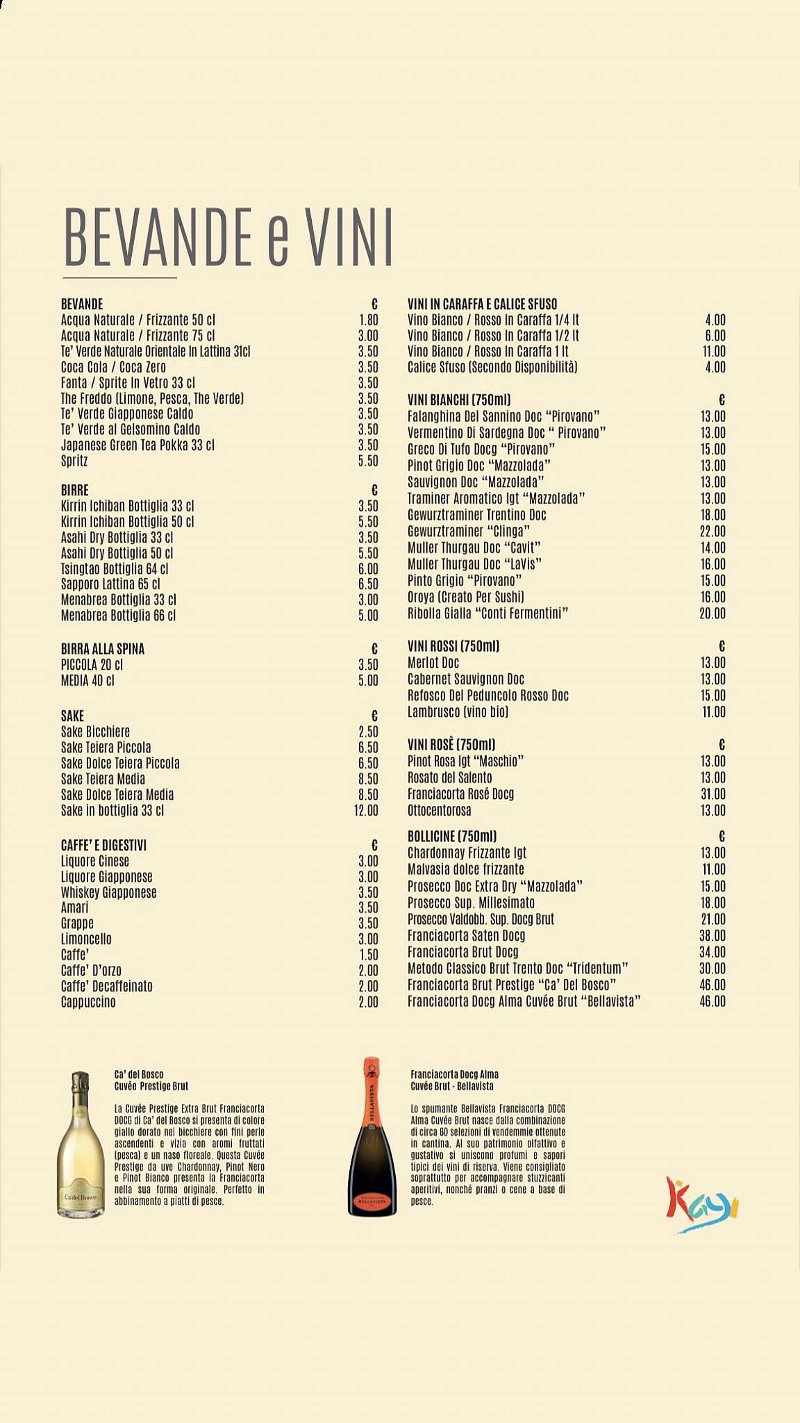 Menu di Ristorante Giapponese Kayi Sushi 