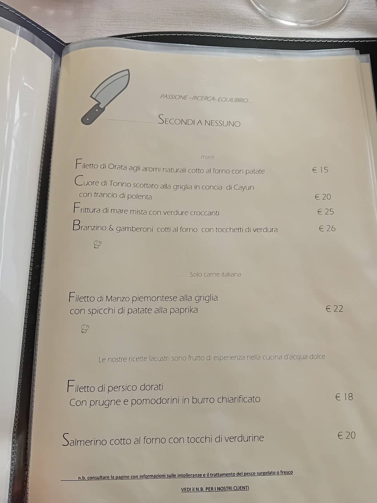 Menu di I giardini al Lago 