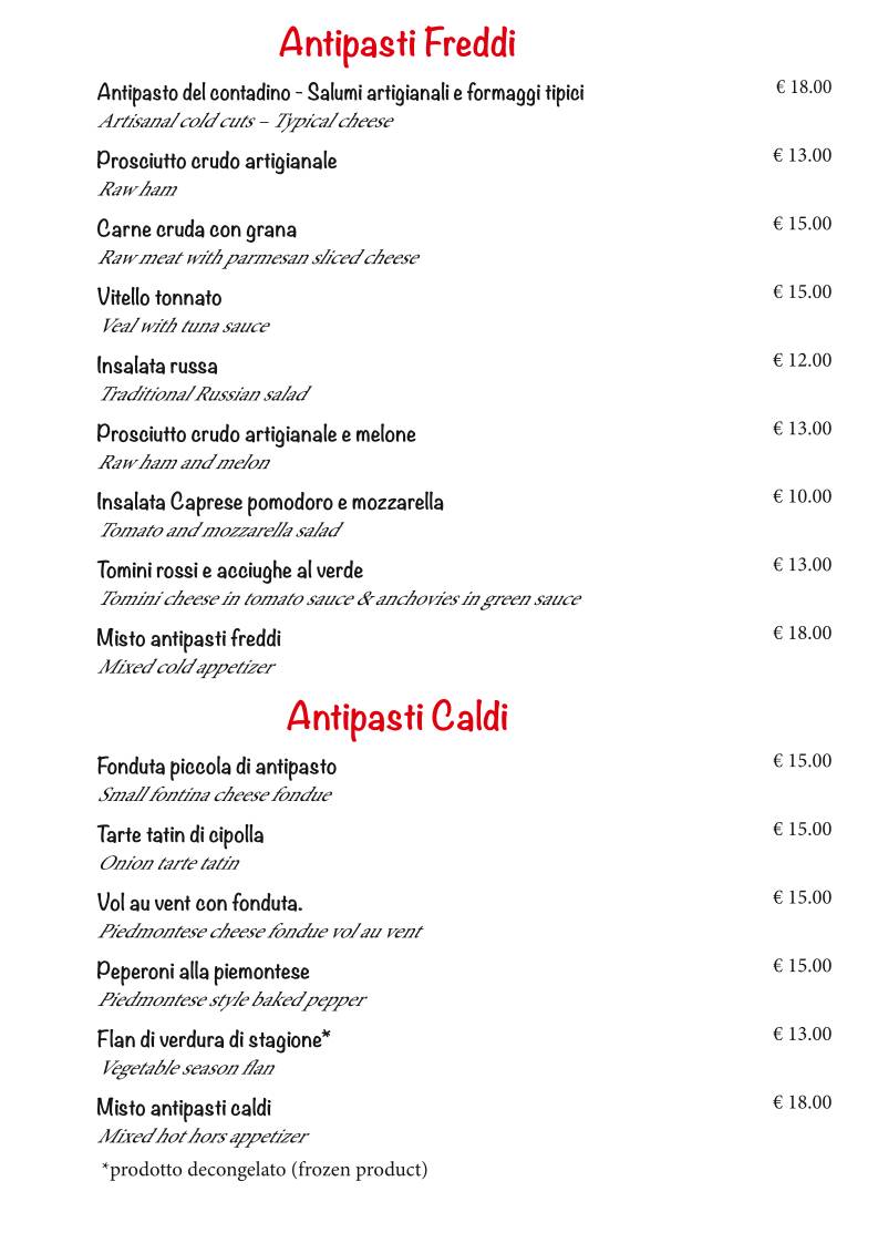 Menu di Ristorante La Mina 