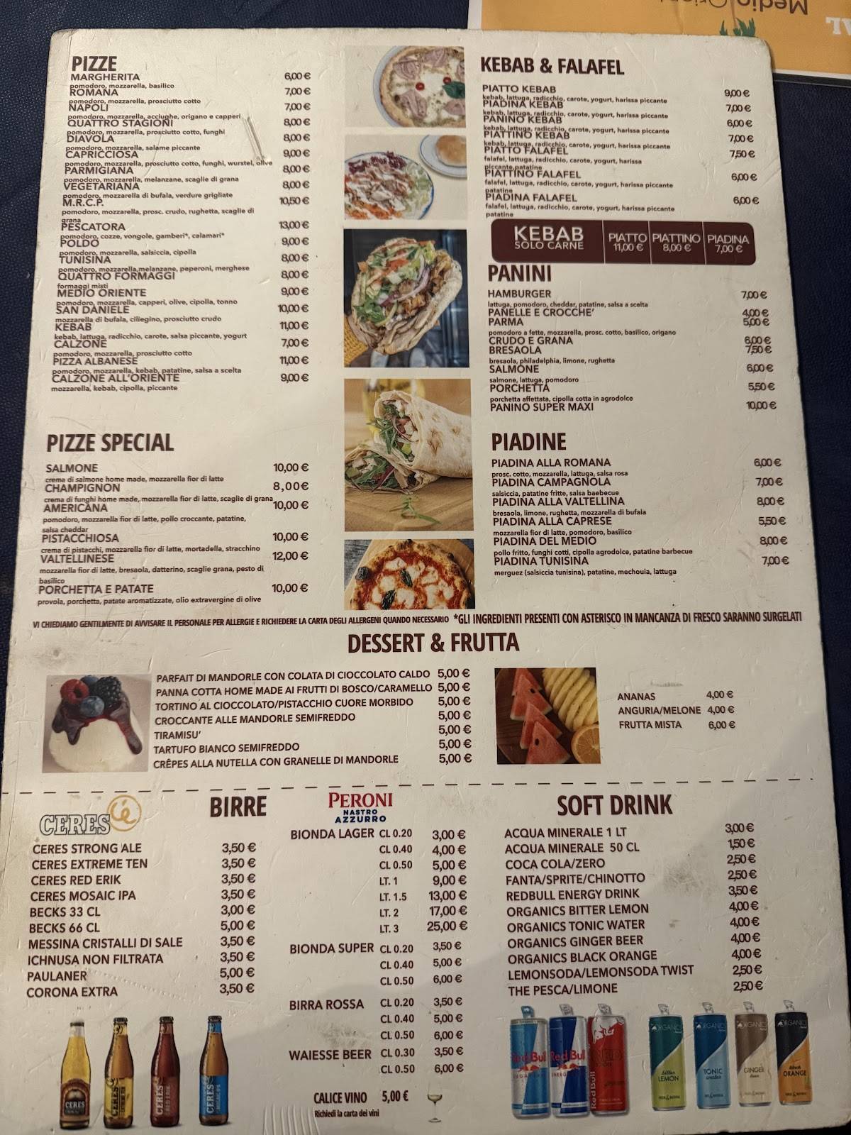 Menu di Ristorante Palermo Medio Oriente 