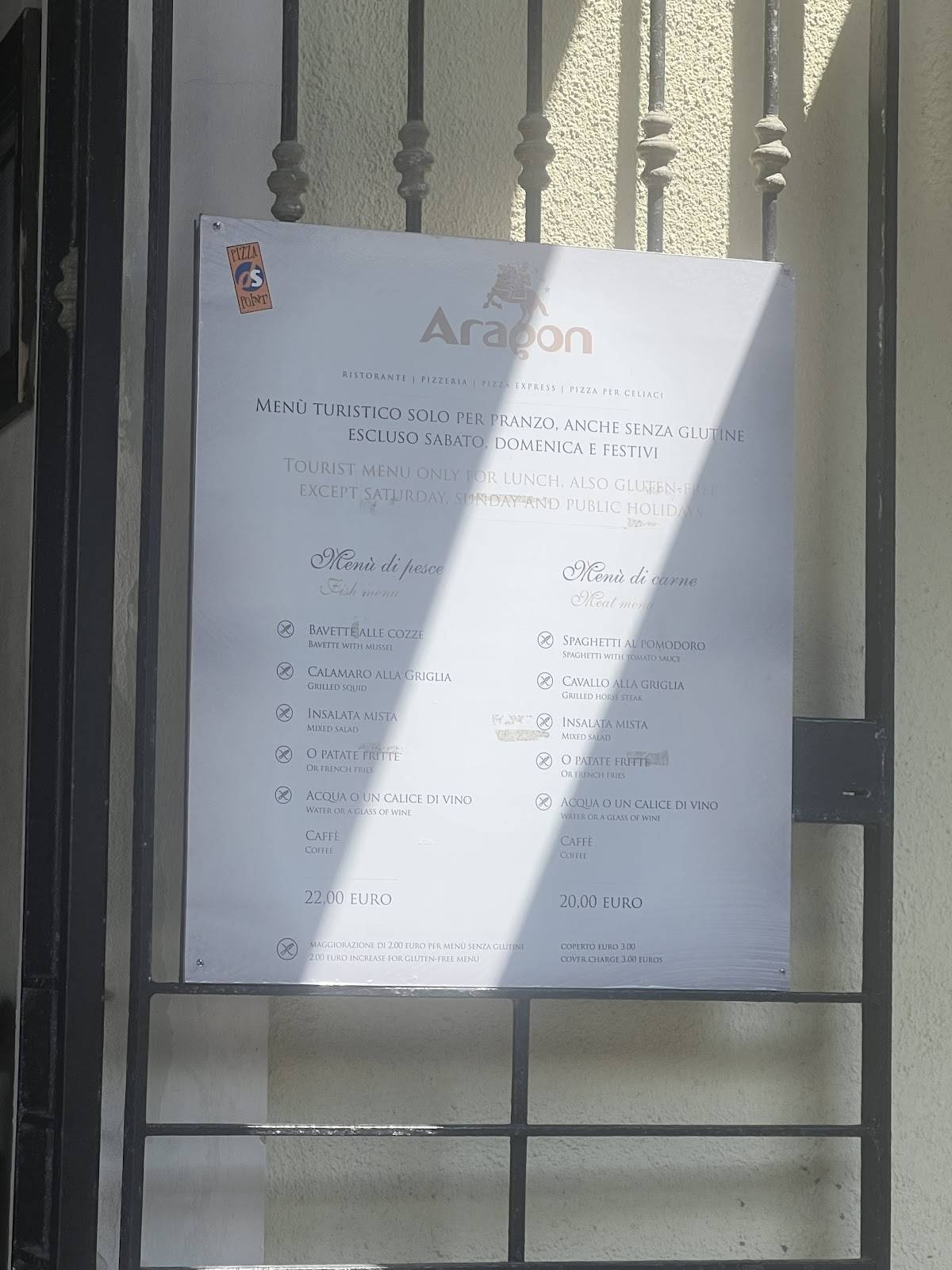 Menu di Ristorante Pizzeria Aragon 