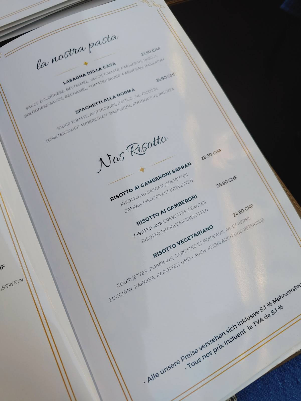 Menu di Ristorante Pizzeria Taverna Italiana 