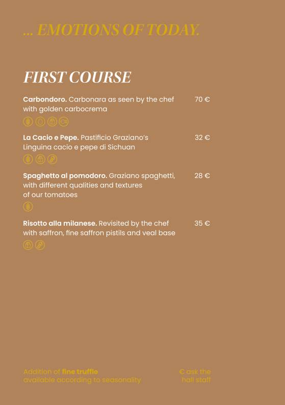 Menu di Ristorante Procaccini Milano 